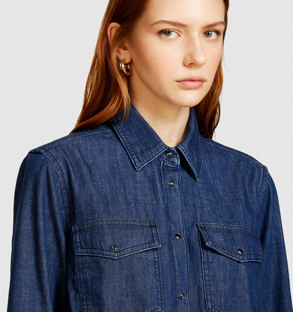 Comfort fit jean shirt - women's shirts - Dark Blue | Sisley image number 5